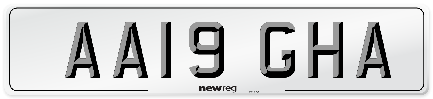 AA19 GHA Number Plate from New Reg